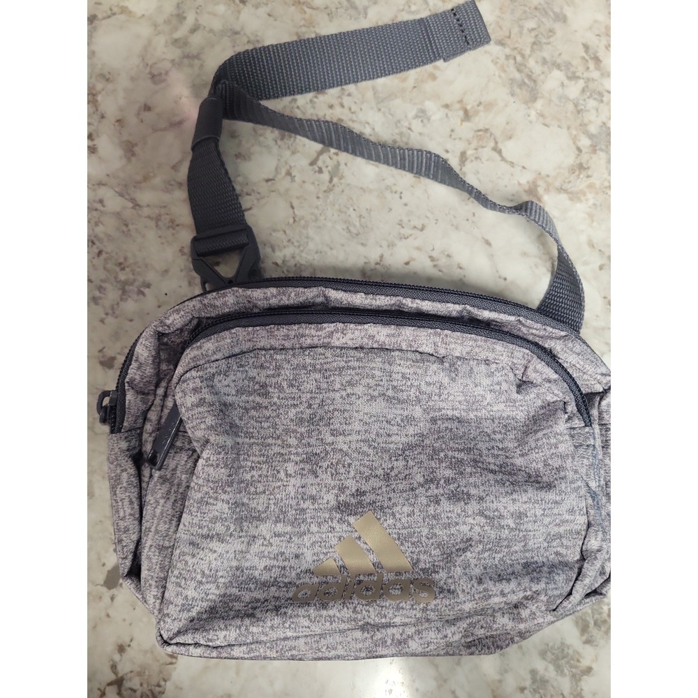 Adidas Gray Heather Crossbody Sling Bag Travel Waist Pack Unisex - Picture 2 of 9